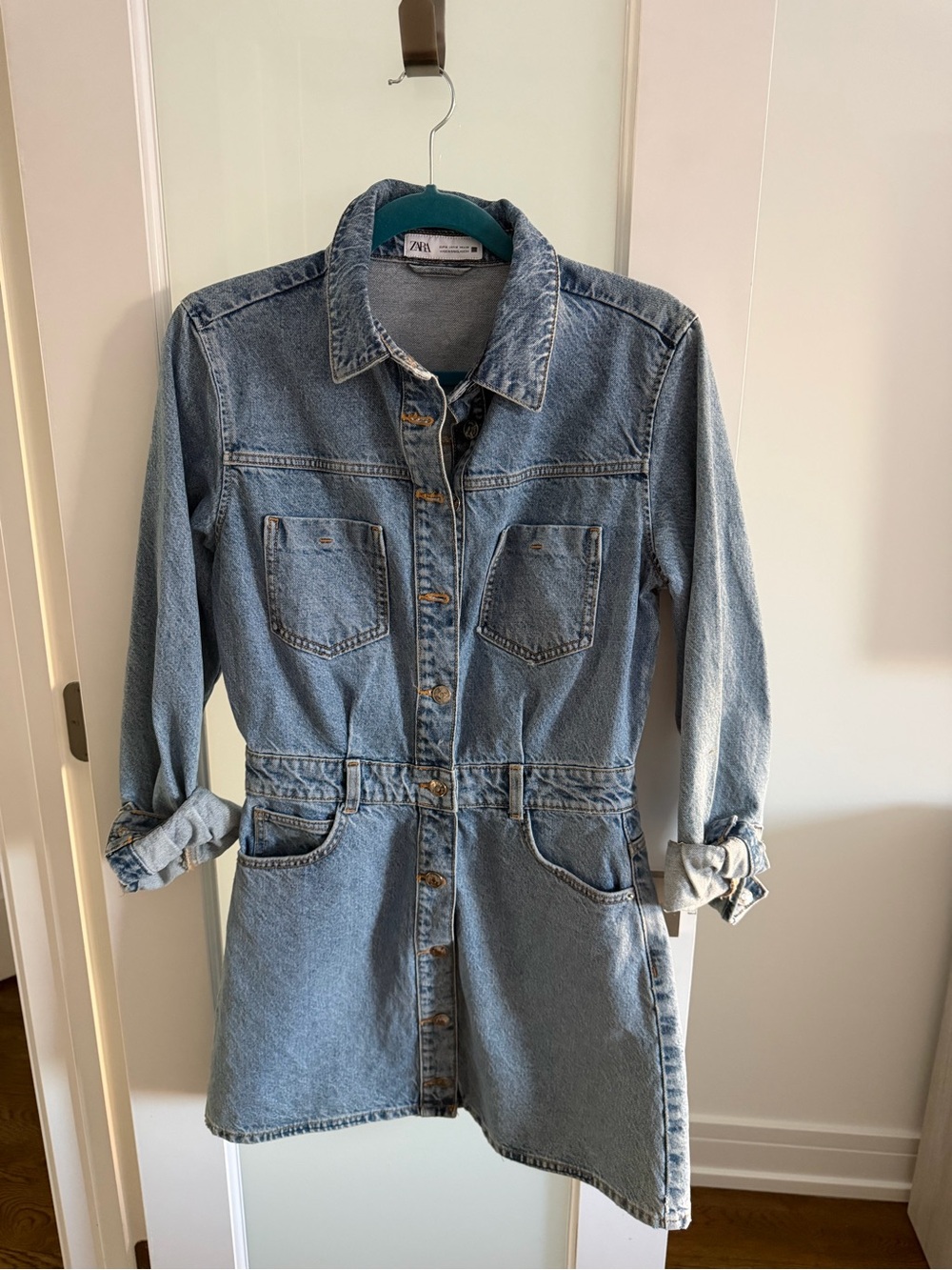 ZARA Light Wash Denim Jacket Dress